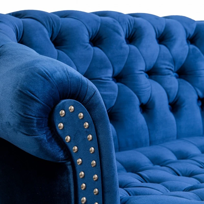 Фотьойл Честърфийлд Людовик, синьо кадифе